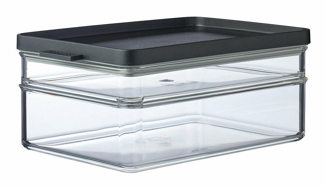 Mepal Kühlschrankdose Duo OMNIA Rechteckige Kühlschrankdose Omnia mit schwarzem Deckel, seitliche Perspektive