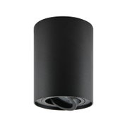 Schwarzer zylindrischer Strahler aus der Seitenperspektive