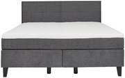 Boxspringbett in grauem Stoffbezug, Vorderansicht