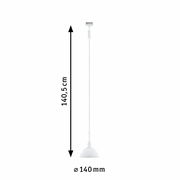 Weißes Schienenpendel Sarrasani URAIL von PAULMANN, Seitenansicht, Höhe 140,5 cm, Durchmesser 140 mm.