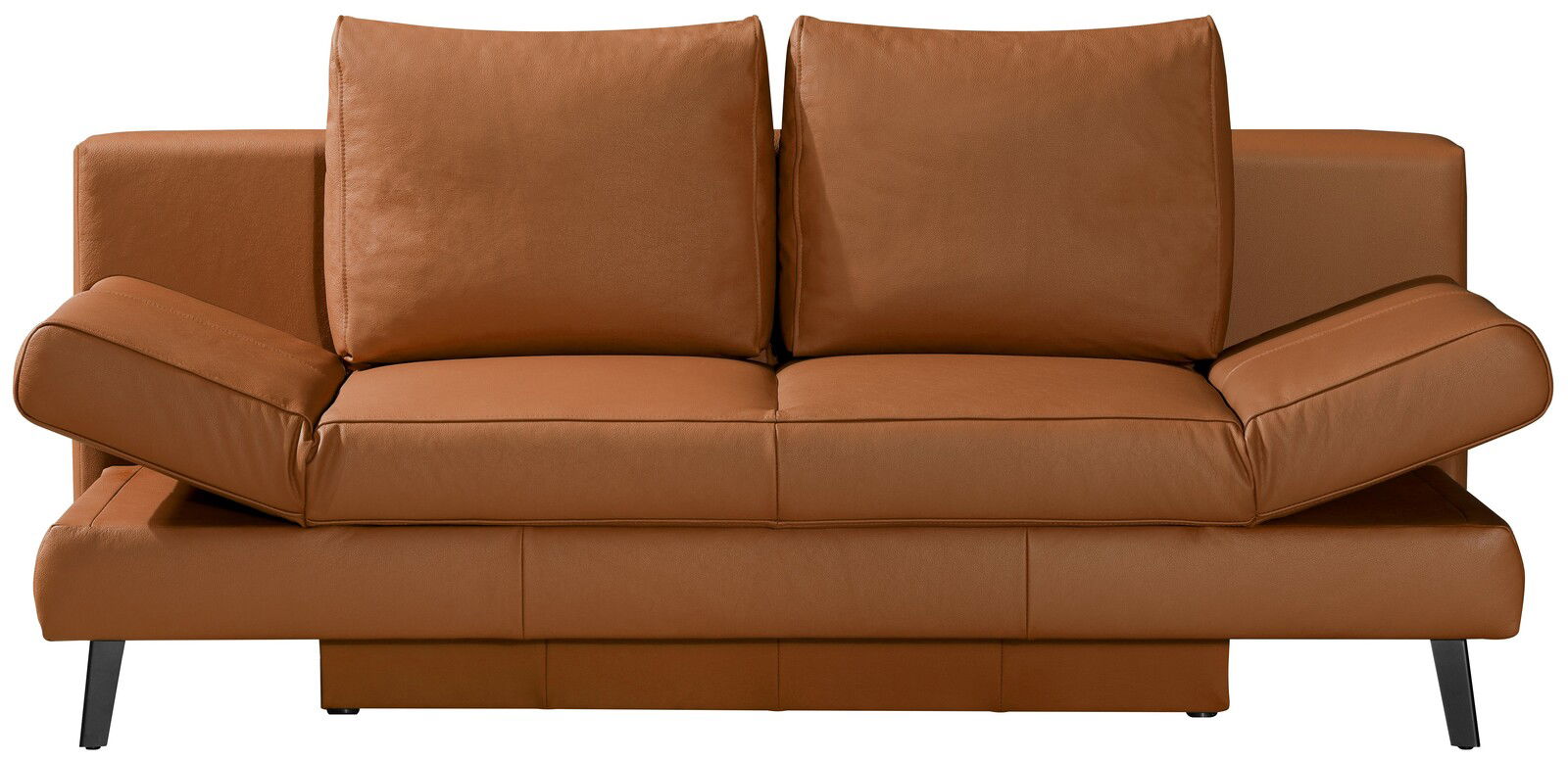 Braunes Querschläfer-Sofa aus Leder, Vorderansicht