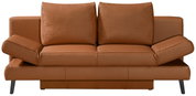 Braunes Querschläfer-Sofa aus Leder, Vorderansicht