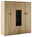 Hom´in Highboard PERGOLA Hochwertiges Highboard aus hellem Holz mit vier Türen und einem zentralen Glaseinsatz, seitliche Perspektive