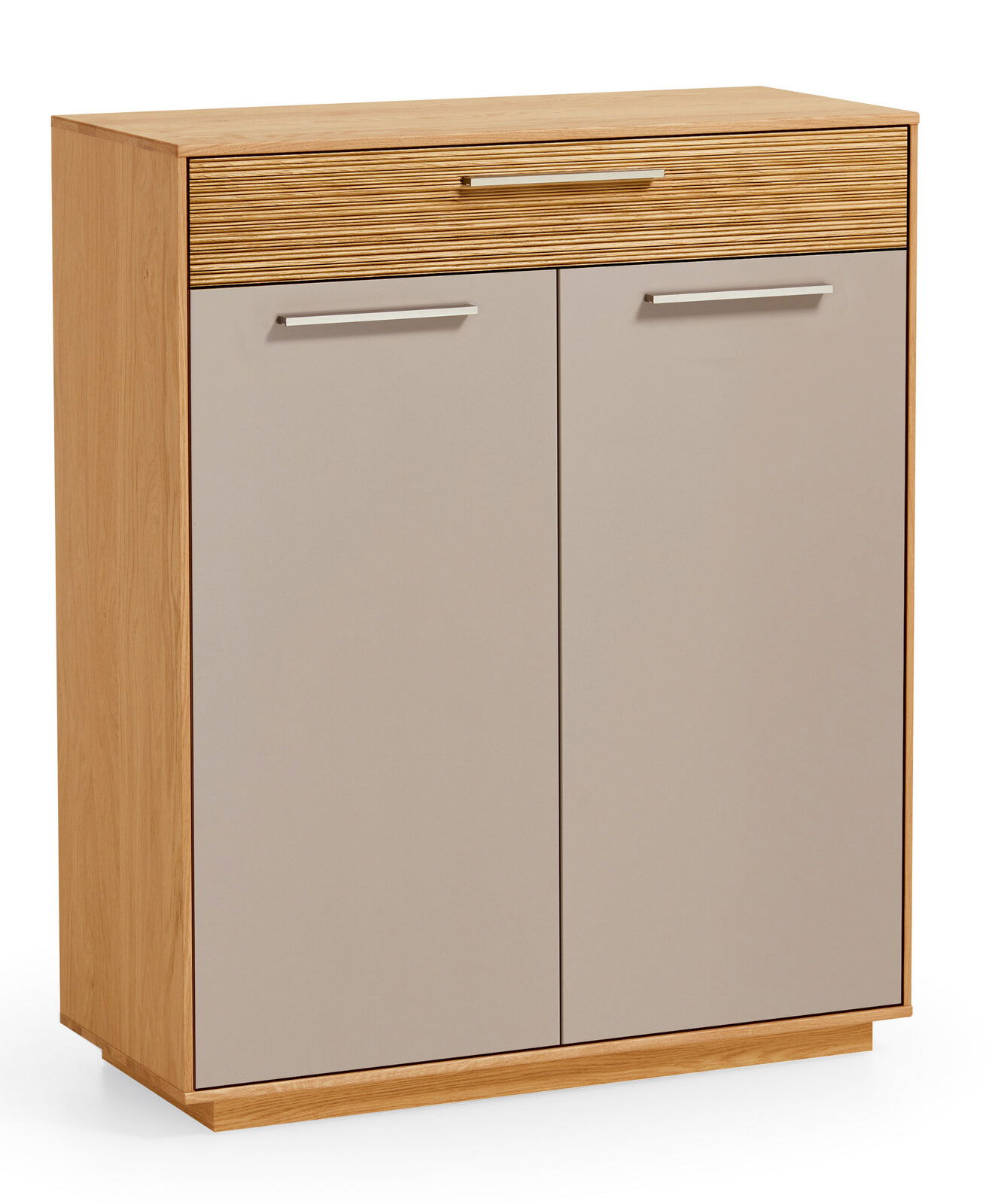 VOSS Schuhschrank LOVENO Moderner Schuhschrank aus Holz mit zwei Türen und einer Schublade, seitliche Perspektive