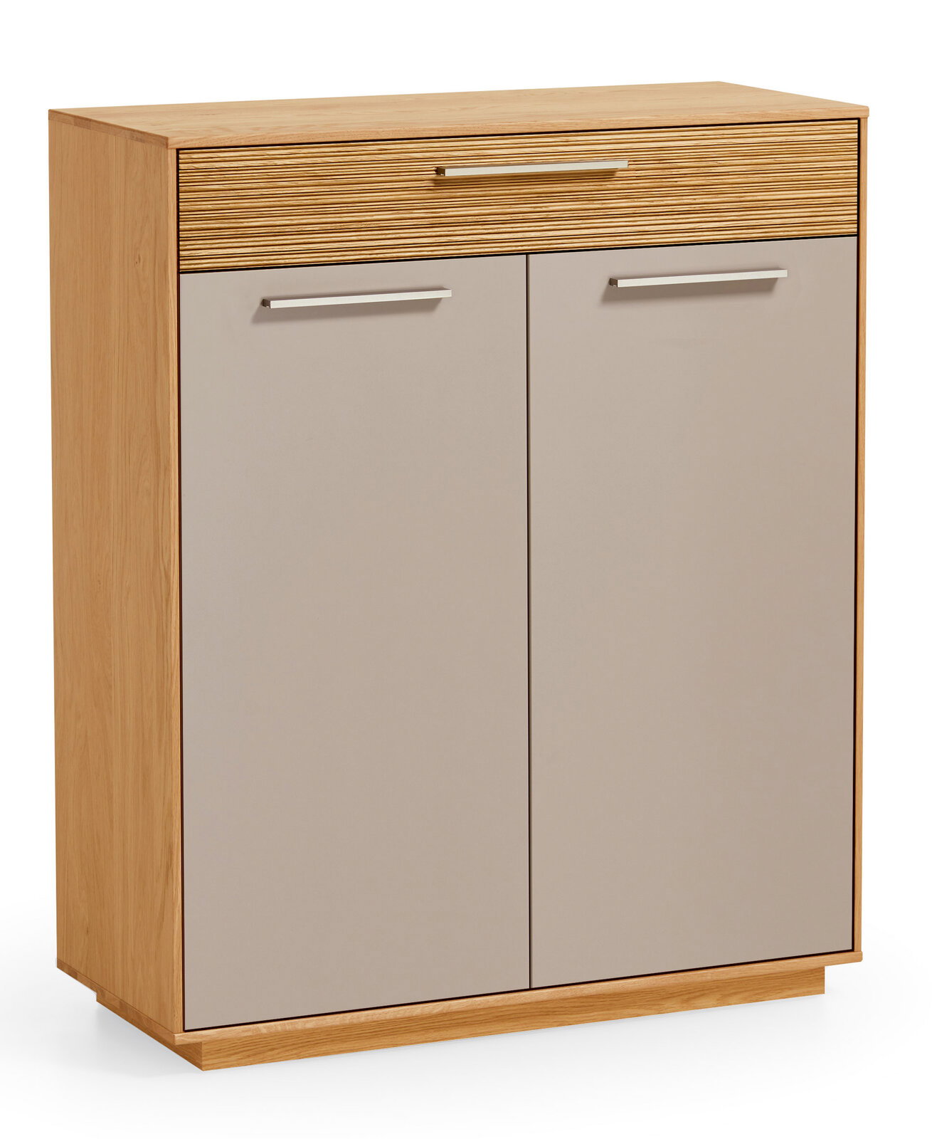 VOSS Schuhschrank LOVENO Moderner Schuhschrank aus Holz mit zwei Türen und einer Schublade, seitliche Perspektive