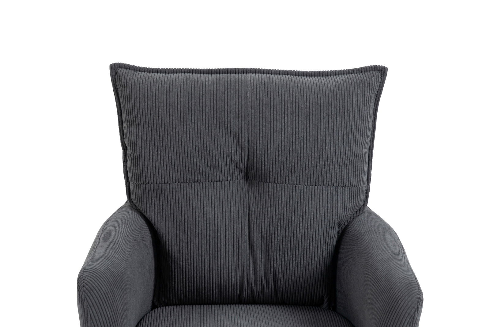Landscape Sessel POINT Vorderansicht eines dunkelgrauen Sessels mit geripptem Stoffbezug und hoher Rückenlehne.