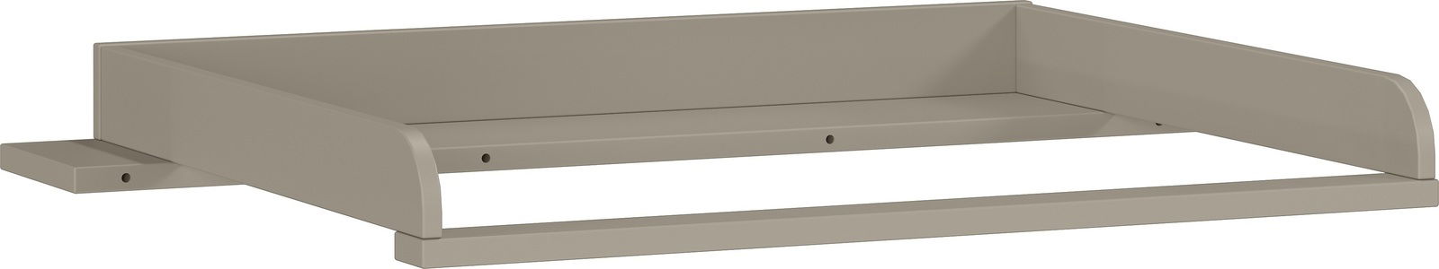 Beige Wickelaufsatz aus Holz, seitliche Perspektive