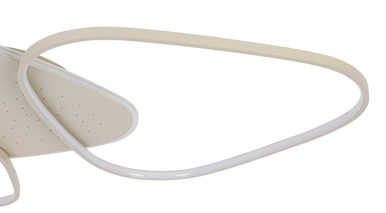 Moderne led-plafondlamp met een gebogen vorm, zijaanzicht