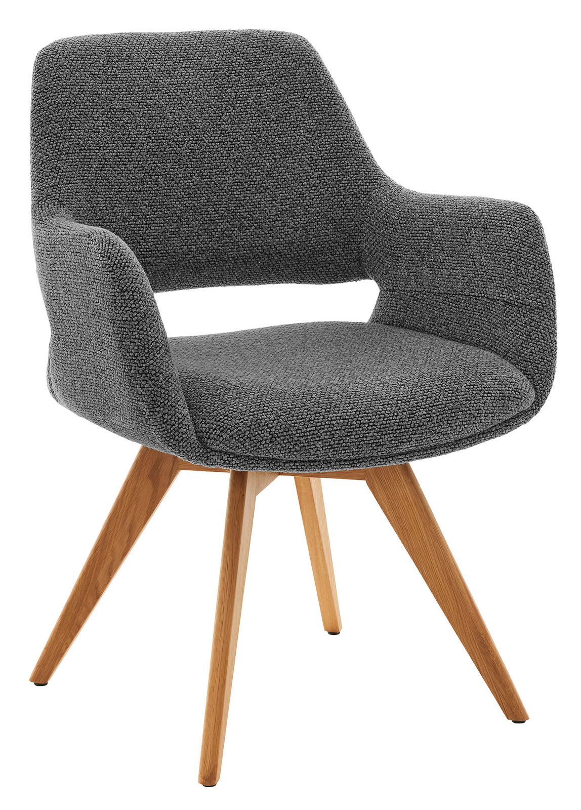 Musterring Armlehnstuhl MR TARIO Grauer Armlehnstuhl mit Holzbeinen, seitliche Perspektive