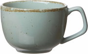 Seitliche Ansicht einer blauen Kaffeetasse mit rustikalem Design und Henkel, Modell Casa von Ritzenhoff & Breker.