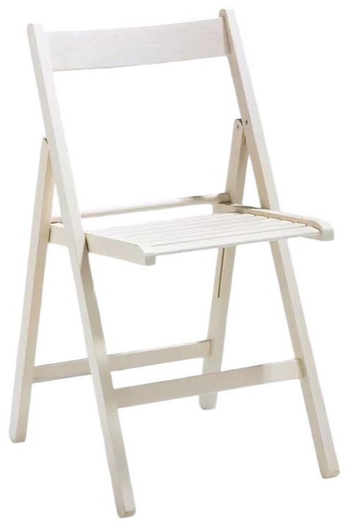 Z2 Klappstuhl COPPA Weißer Klappstuhl aus Holz, seitliche Perspektive