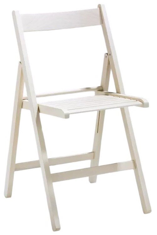 Z2 Klappstuhl COPPA Weißer Klappstuhl aus Holz, seitliche Perspektive