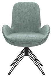 Moderner Armlehnstuhl in Grün mit schwarzem Metallgestell, Frontalansicht