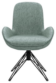 Moderner Armlehnstuhl in Grün mit schwarzem Metallgestell, Frontalansicht