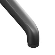 Nahaufnahme eines schwarzen Stuhlbeins mit abgerundeter Form