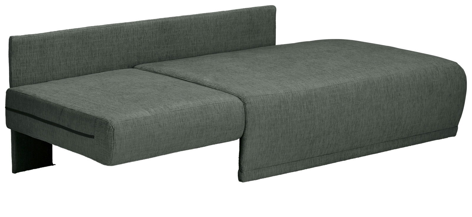 Graue Recamiere in seitlicher Perspektive mit modernem Design und klaren Linien.