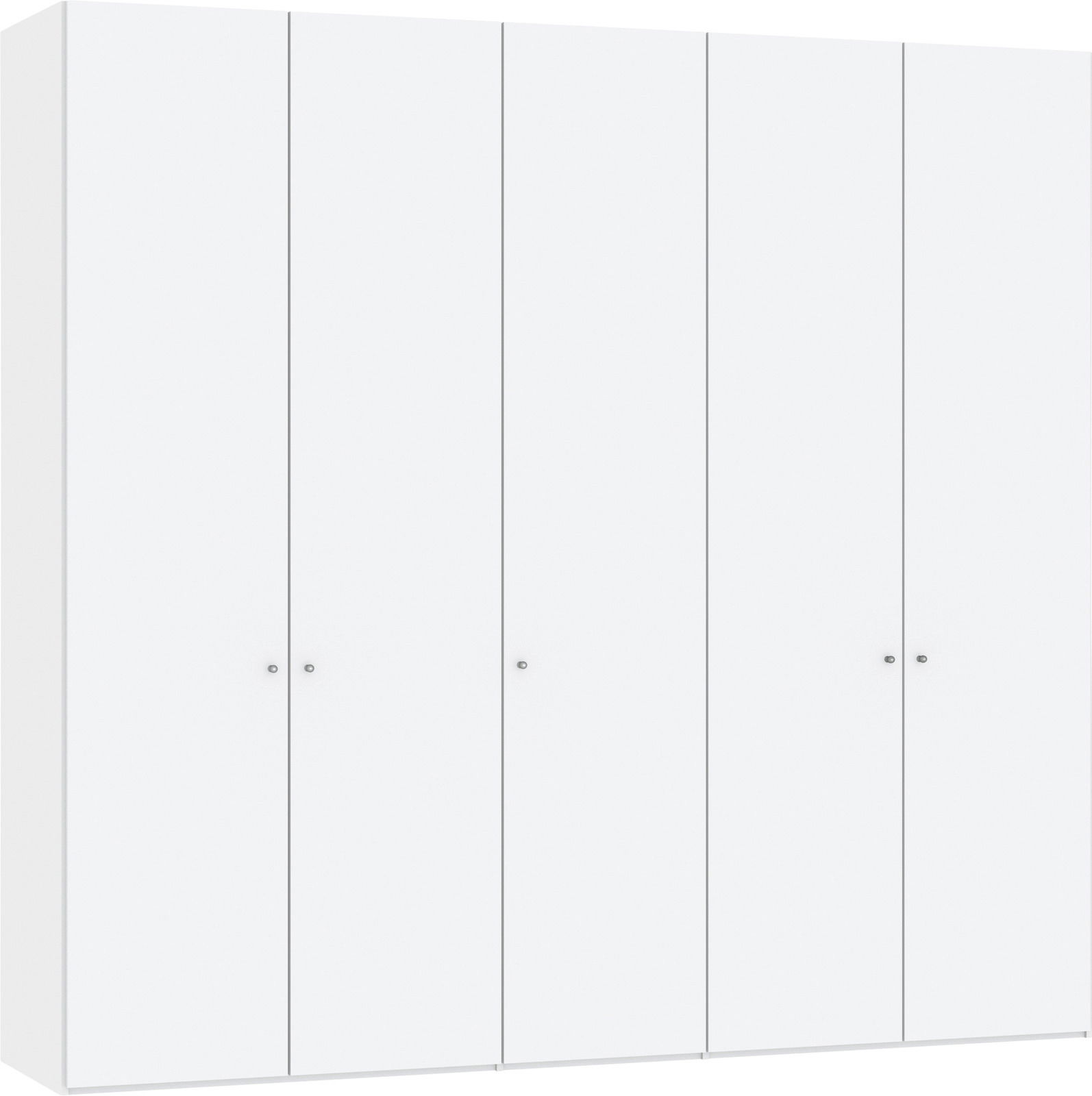 Weißer Drehtürenschrank mit fünf Türen, frontale Ansicht