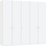 Weißer Drehtürenschrank mit fünf Türen, frontale Ansicht