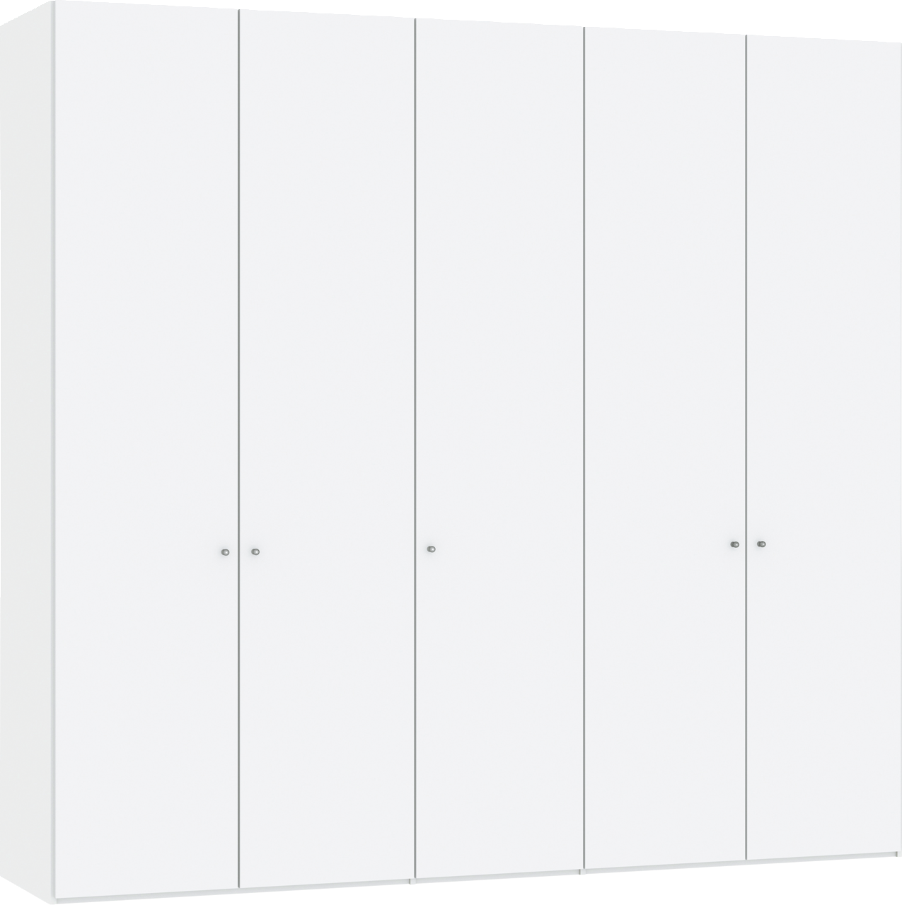 Weißer Drehtürenschrank mit fünf Türen, frontale Ansicht