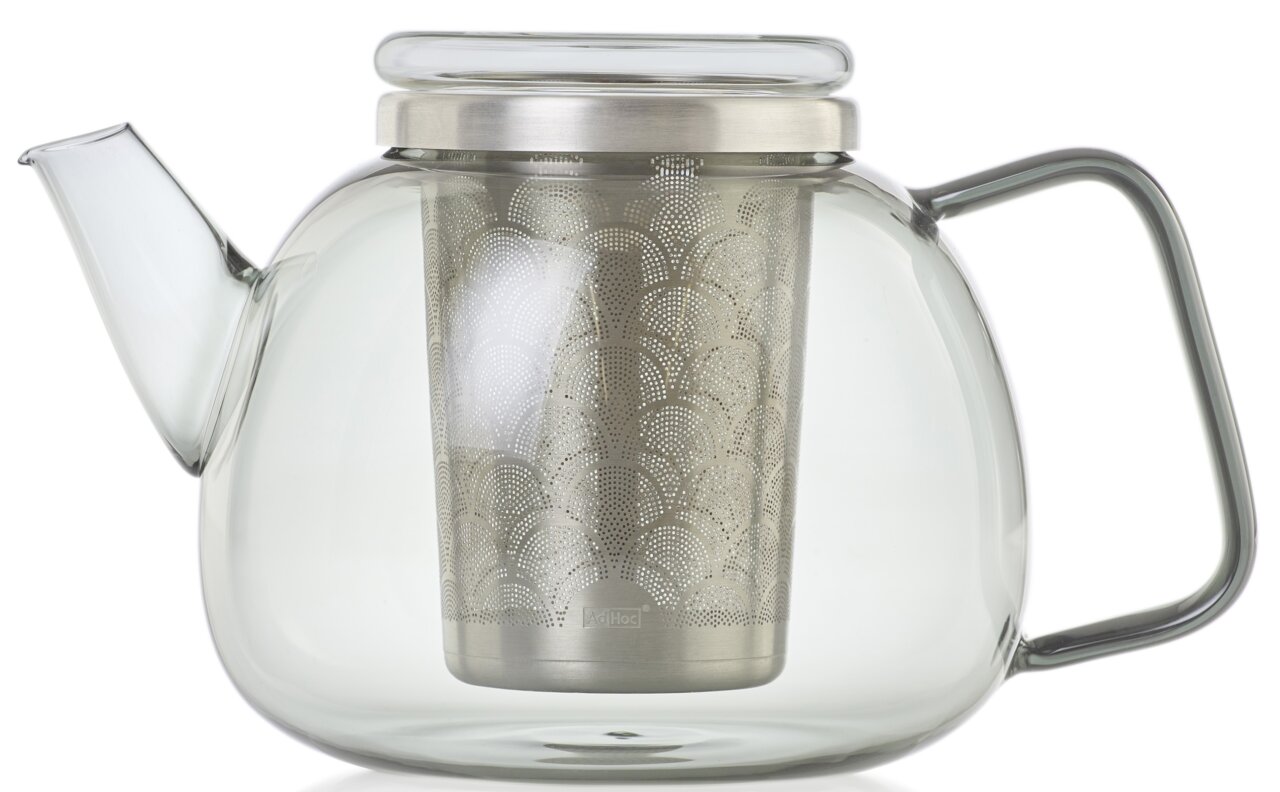 Glas-Teekanne Yuna mit Edelstahl-Filter, seitliche Ansicht
