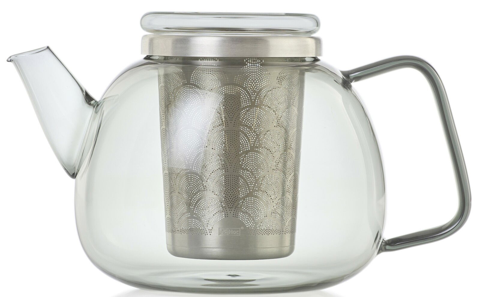 Glas-Teekanne Yuna mit Edelstahl-Filter, seitliche Ansicht