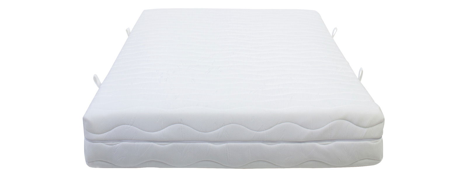 Taschenfederkernmatratze in Frontalansicht, weiß, mit seitlichen Griffen