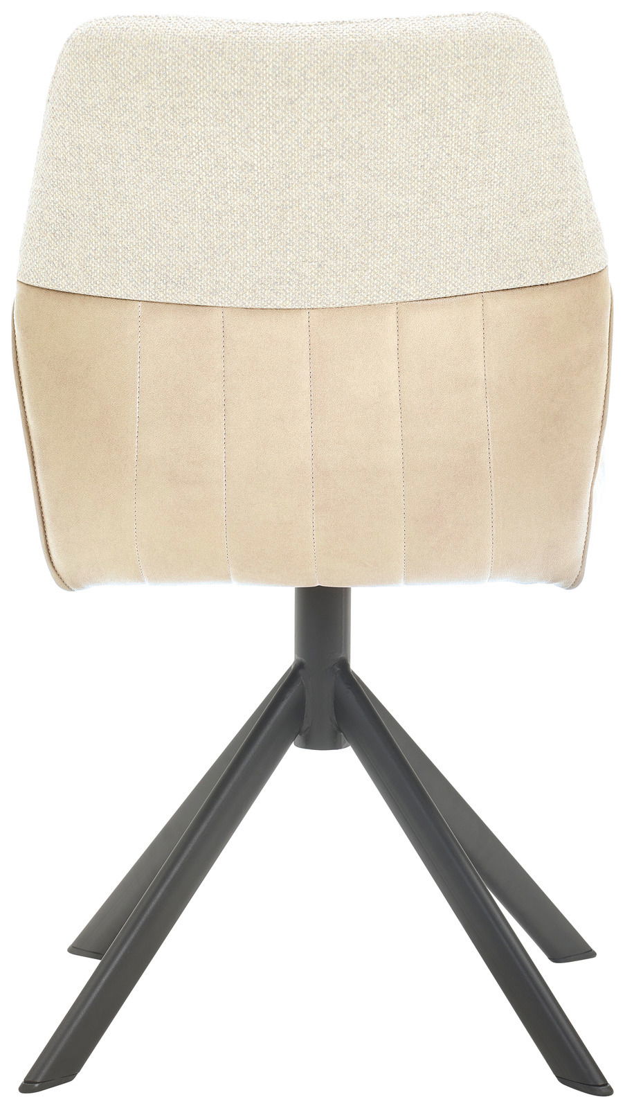 Valdera Stuhl CORDOBA Rückansicht eines modernen Stuhls mit beigem Polster und schwarzem Metallgestell.
