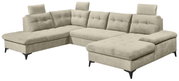 Beige Ecksofa in U-Form mit verstellbaren Kopfstützen, Vorderansicht