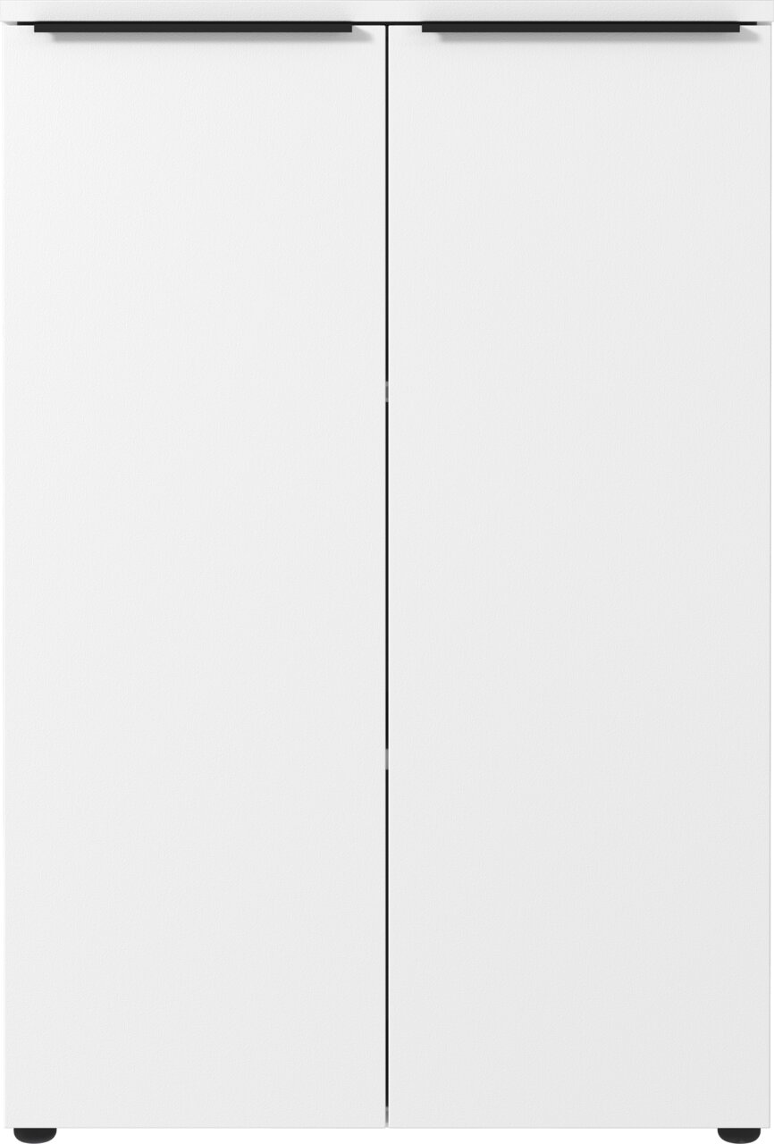Moderner weißer Aktenschrank mit zwei Türen, Frontalansicht