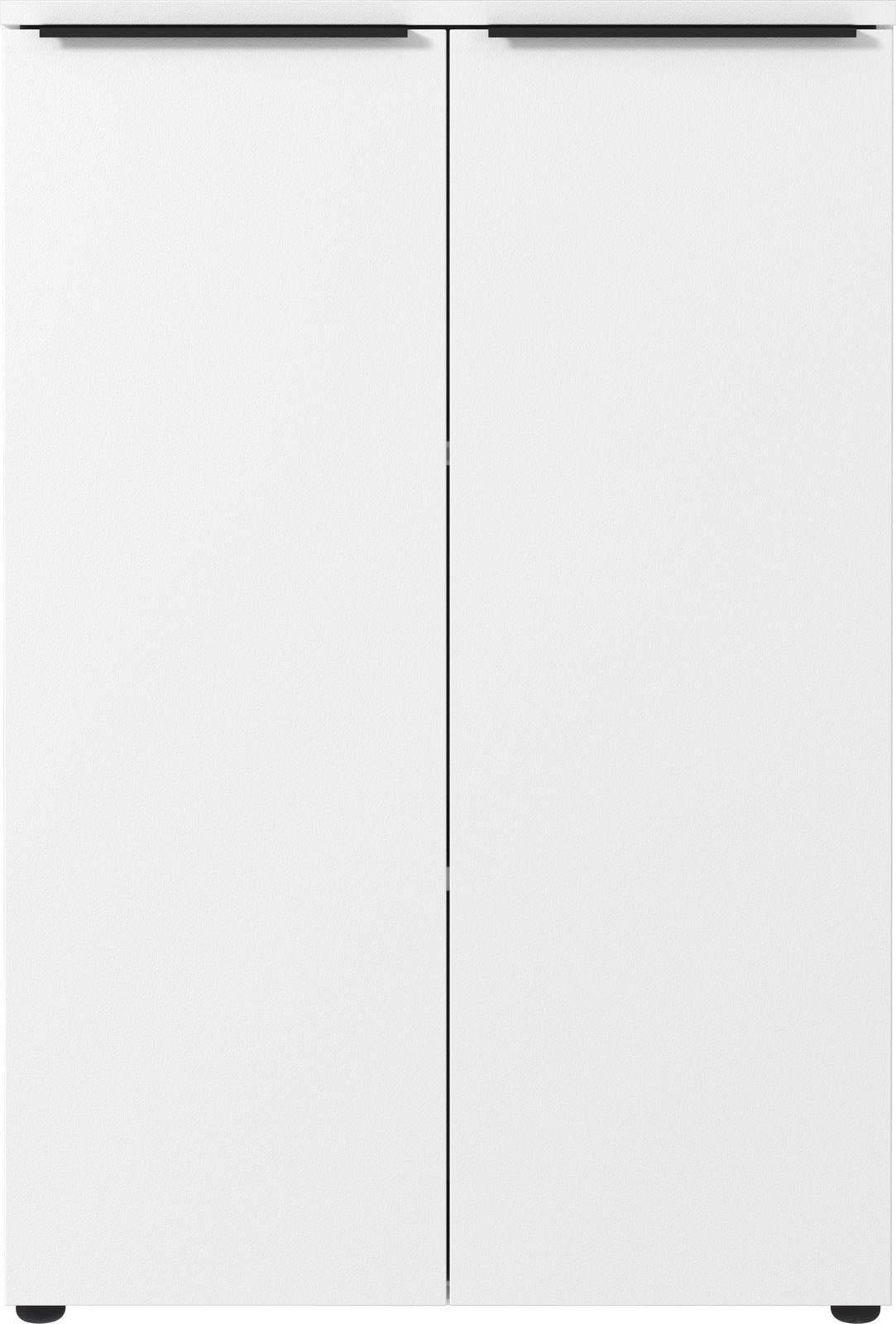 Moderner weißer Aktenschrank mit zwei Türen, Frontalansicht