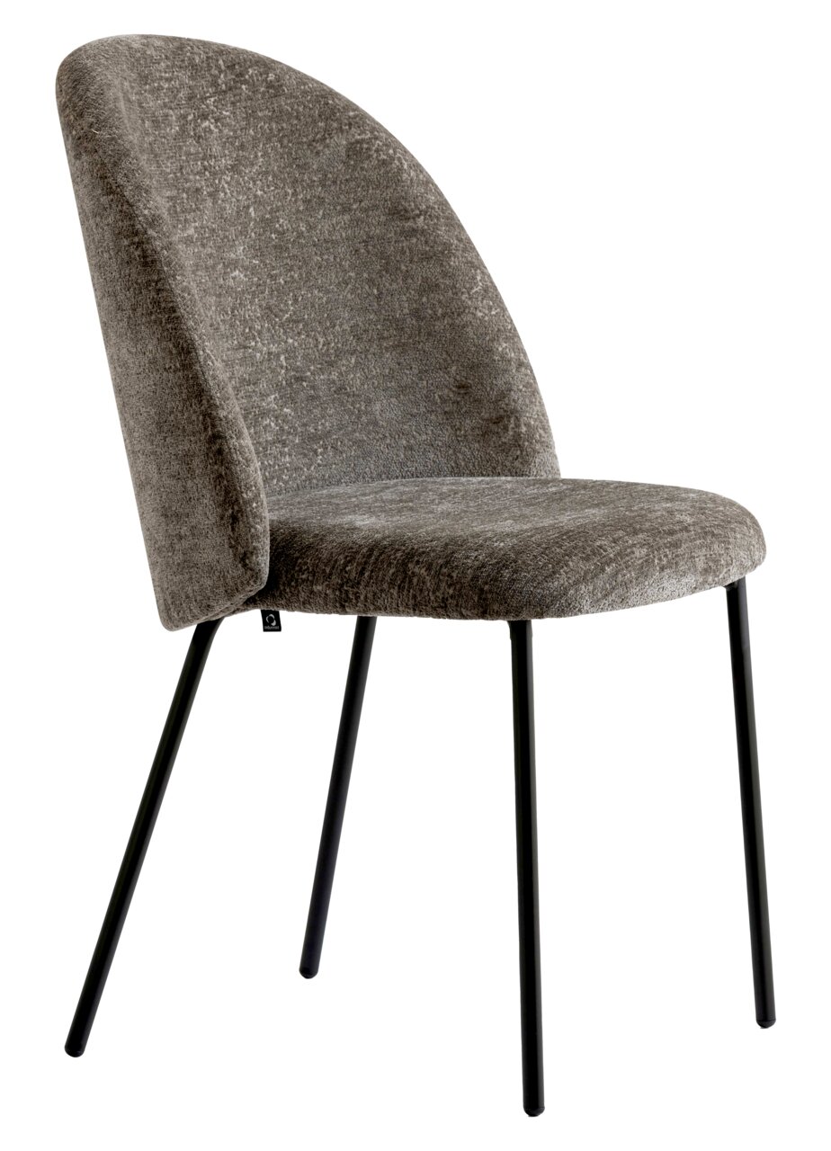 Connubia Stuhl TUKA MID Moderner grauer Stuhl mit schwarzem Metallgestell, seitliche Perspektive