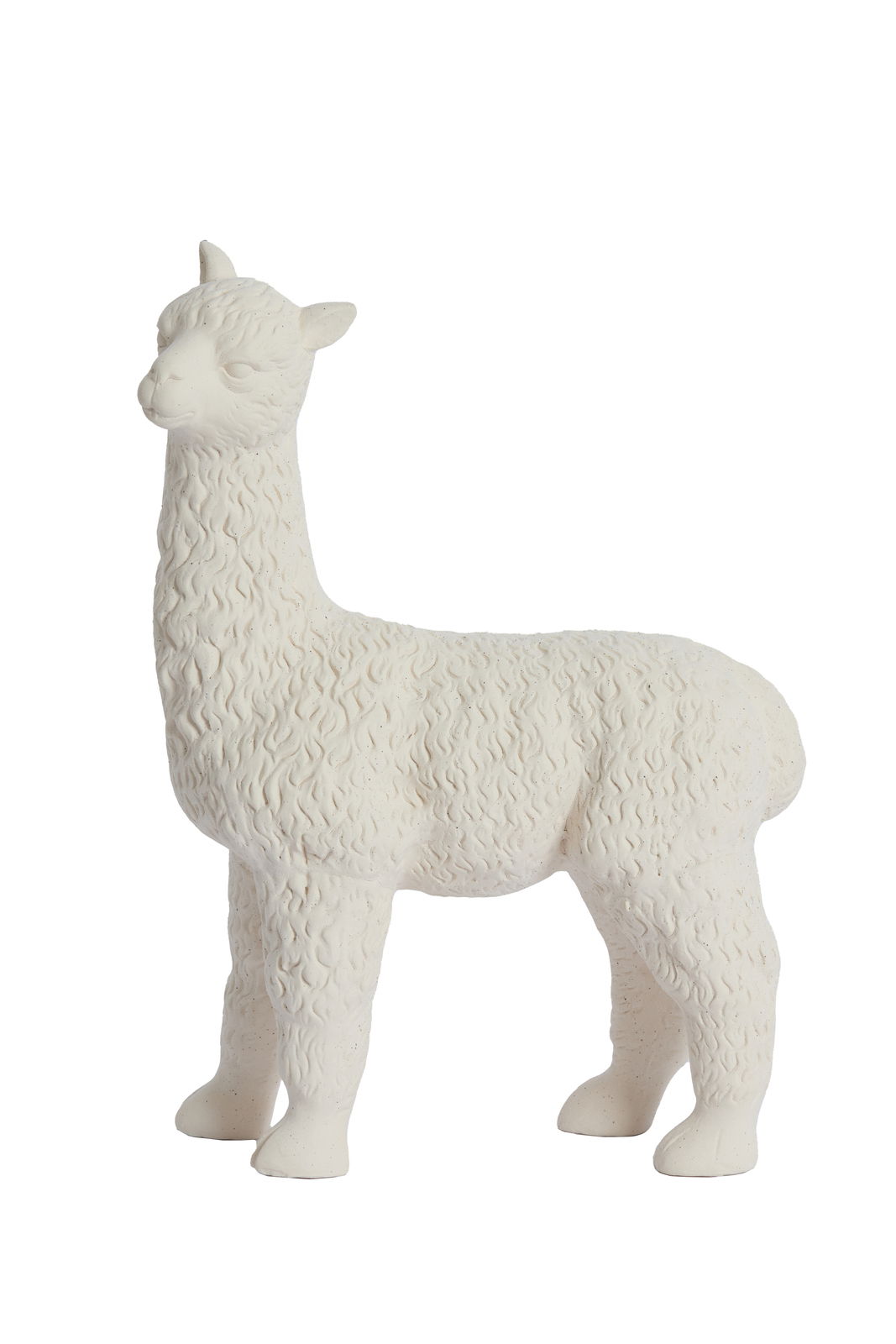 Weiße Lama-Figur aus Keramik, seitliche Perspektive