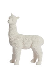 Weiße Lama-Figur aus Keramik, seitliche Perspektive