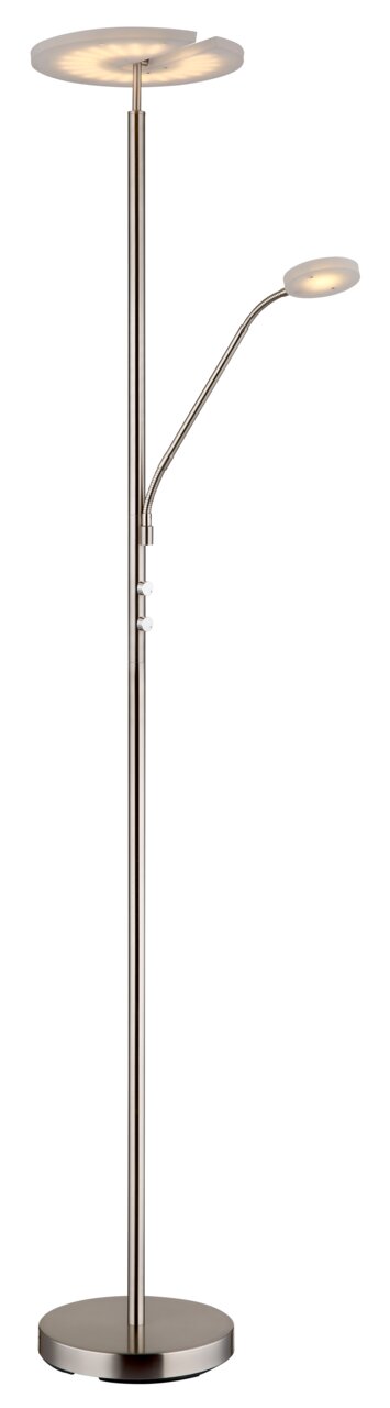 Moderne plafondlamp met extra leeslampje, zijaanzicht