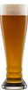 Weizenbierglas Bavaria, gefüllt mit goldenem Bier, Frontalansicht
