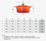 Ovaler Bräter 40cm in Kirschrot, seitliche Perspektive