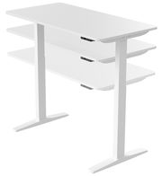 Weißer höhenverstellbarer E-Schreibtisch aus seitlicher Perspektive