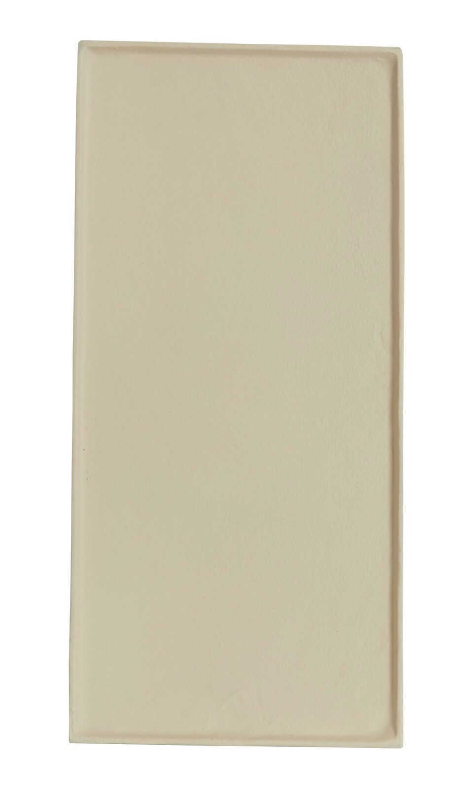 Rechteckige, beige Schale aus Keramik, von oben betrachtet.