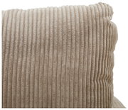 Nahaufnahme eines beigen, gerippten Sofakissens mit weicher Textur.