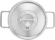 Topfdeckel aus Edelstahl mit zwei Griffen, Draufsicht