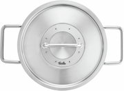Topfdeckel aus Edelstahl mit zwei Griffen, Draufsicht