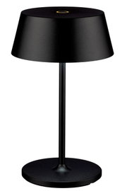 Schwarze Akku-Tischleuchte mit modernem Design, seitliche Perspektive