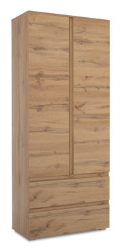 Mehrzweckschrank aus Holz in Eichenoptik, frontal fotografiert