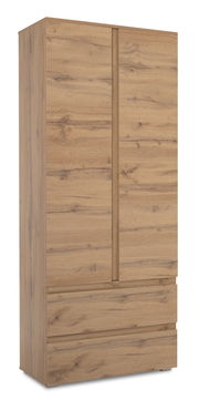 Mehrzweckschrank aus Holz in Eichenoptik, frontal fotografiert