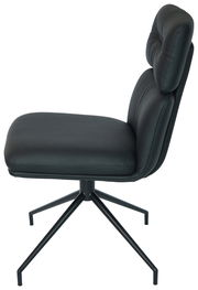 Moderner schwarzer Stuhl mit gepolsterter Rückenlehne und Sitzfläche, seitliche Perspektive