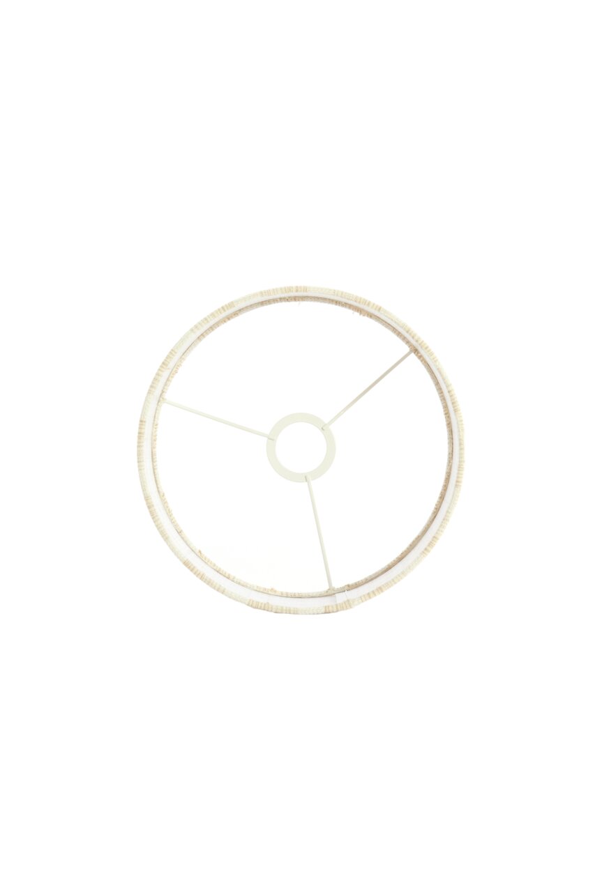 Bovenaanzicht van een rond lampenkapframe met drie steunen.