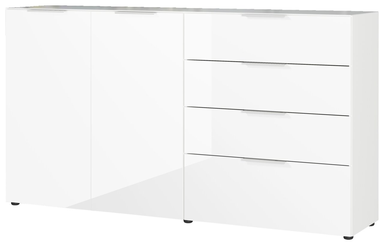 Novel XL-dressoir OAKLAND Weißes XL-Sideboard mit zwei Türen und vier Schubladen, Frontalansicht