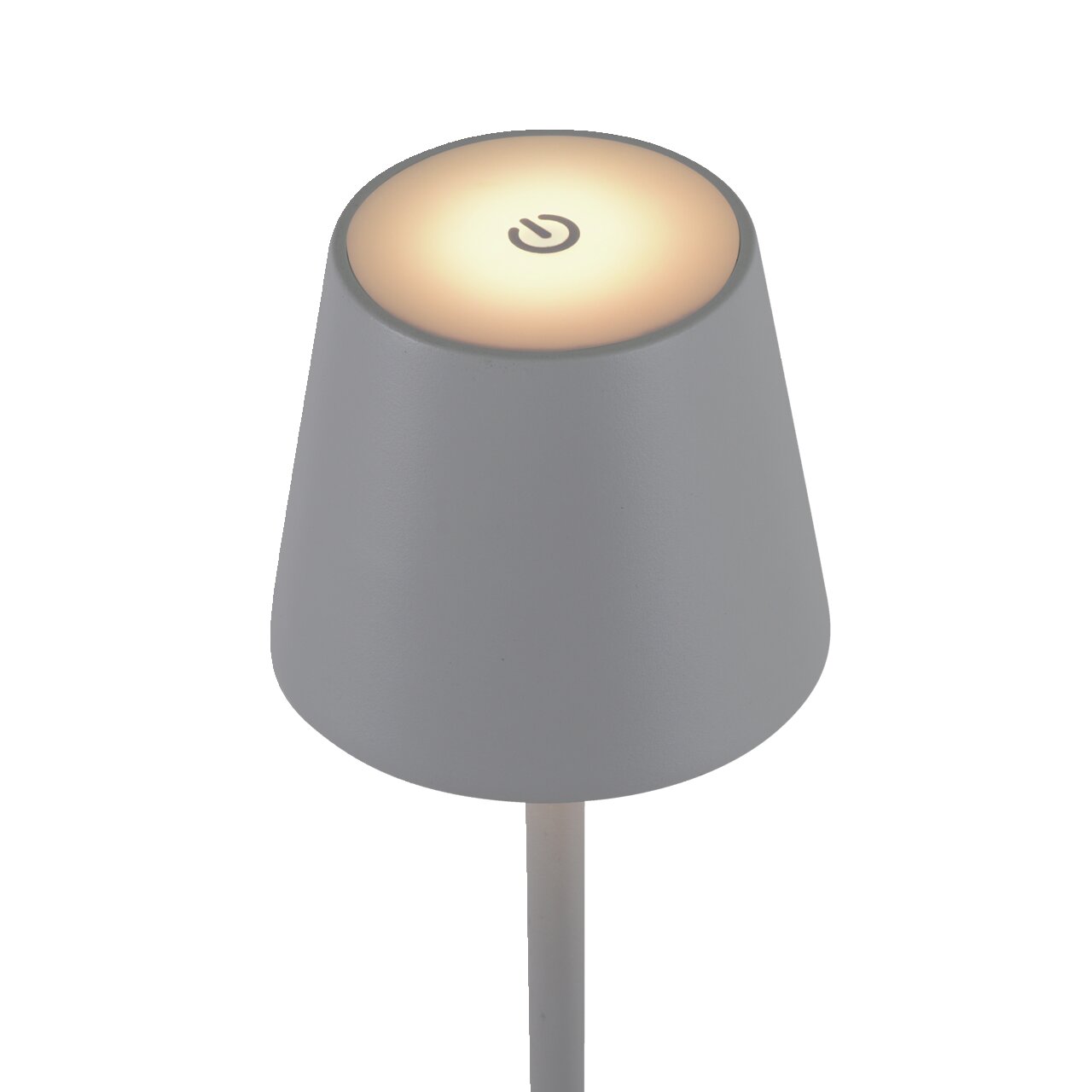 Graue Akku-Tischleuchte EURIA mit leuchtendem Touch-Schalter, Ansicht von oben