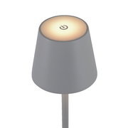 Graue Akku-Tischleuchte EURIA mit leuchtendem Touch-Schalter, Ansicht von oben