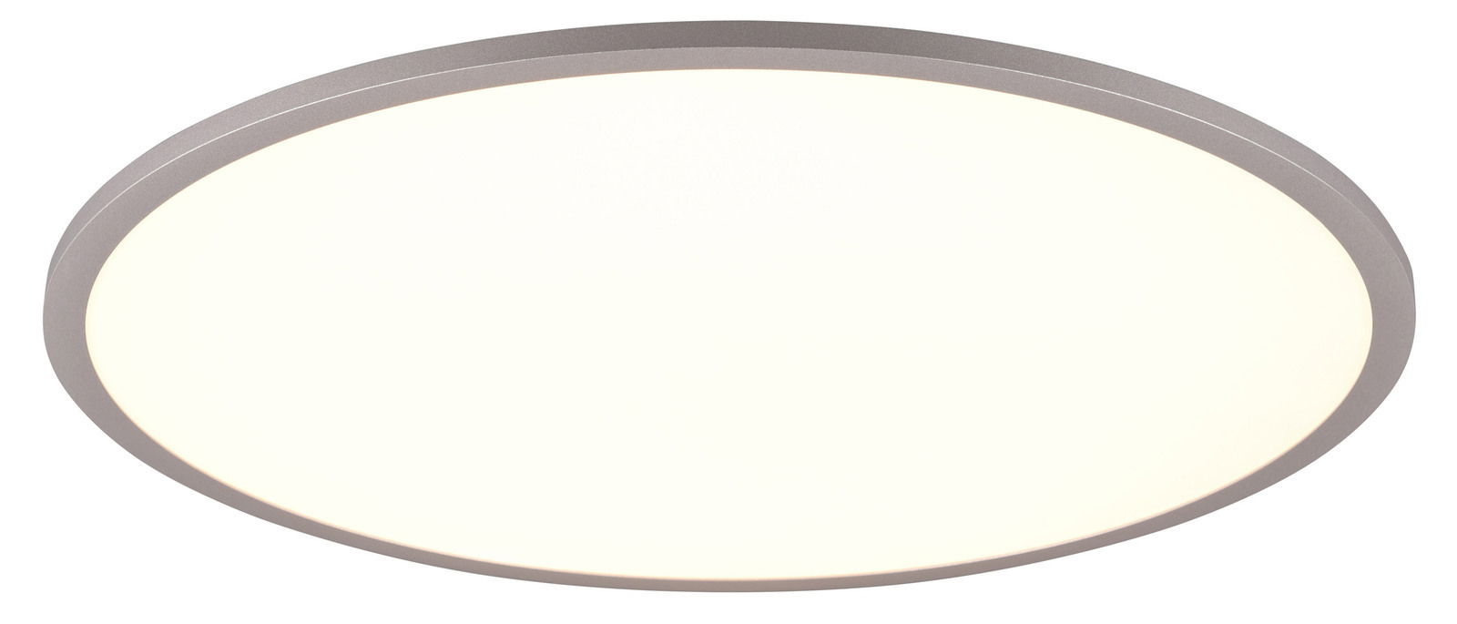 Runde Deckenleuchte YUMA in seitlicher Perspektive mit schlichtem Design und hellem Licht.